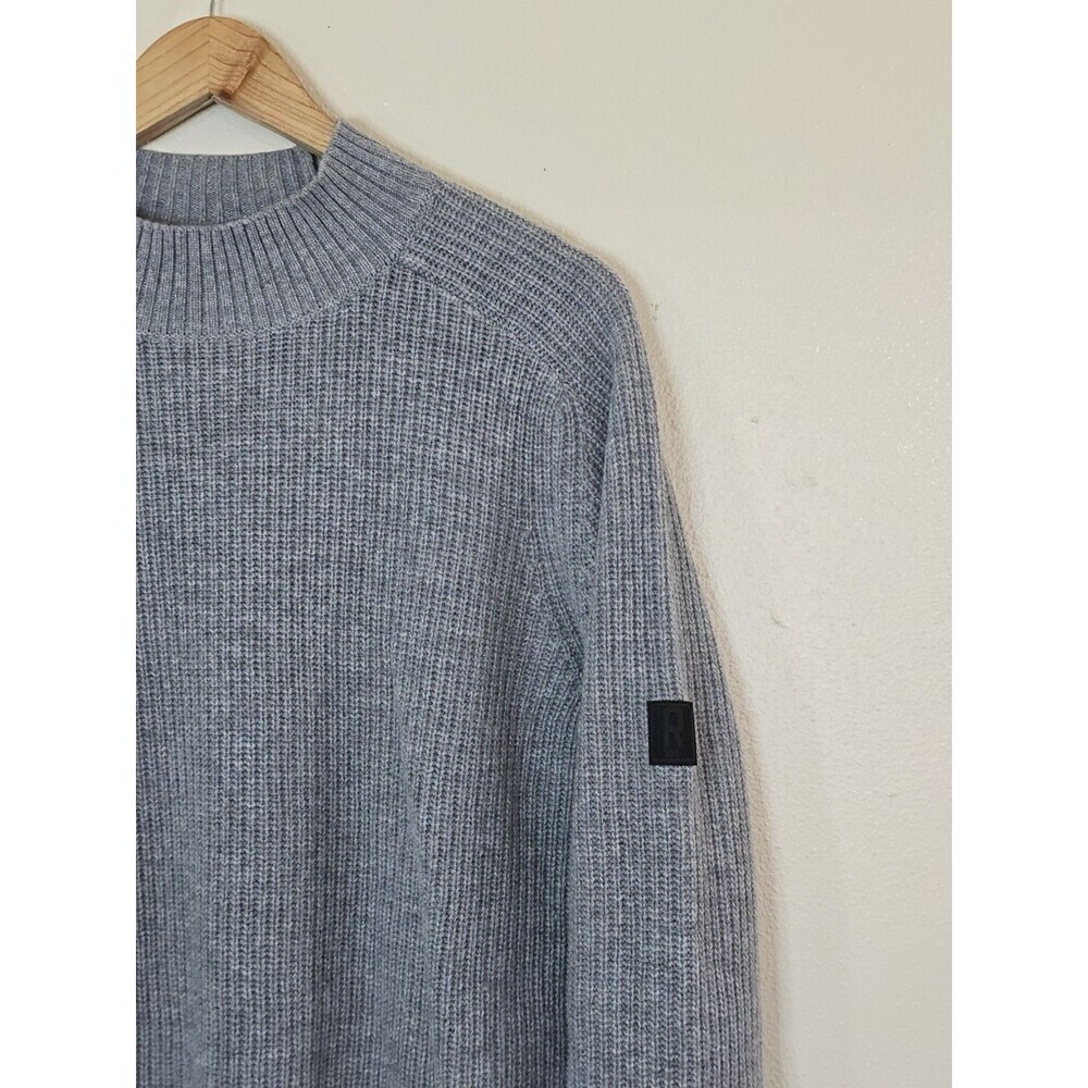 Rhone Sweater Mens Medium Gray Wool Cashmere Ribbed Crewneck Luxury - Picture 3 of 10